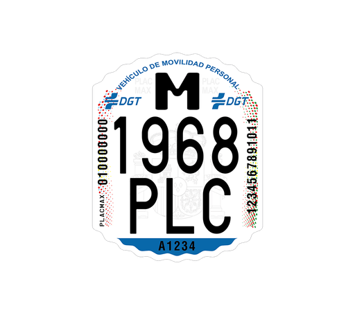 [SKU: 001919] Matrícula DGT para patinete eléctrico homologada | Placa identificativa VMP